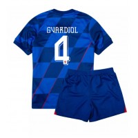 Camiseta Croacia Josko Gvardiol #4 Segunda Equipación Replica Eurocopa 2024 para niños mangas cortas (+ Pantalones cortos)